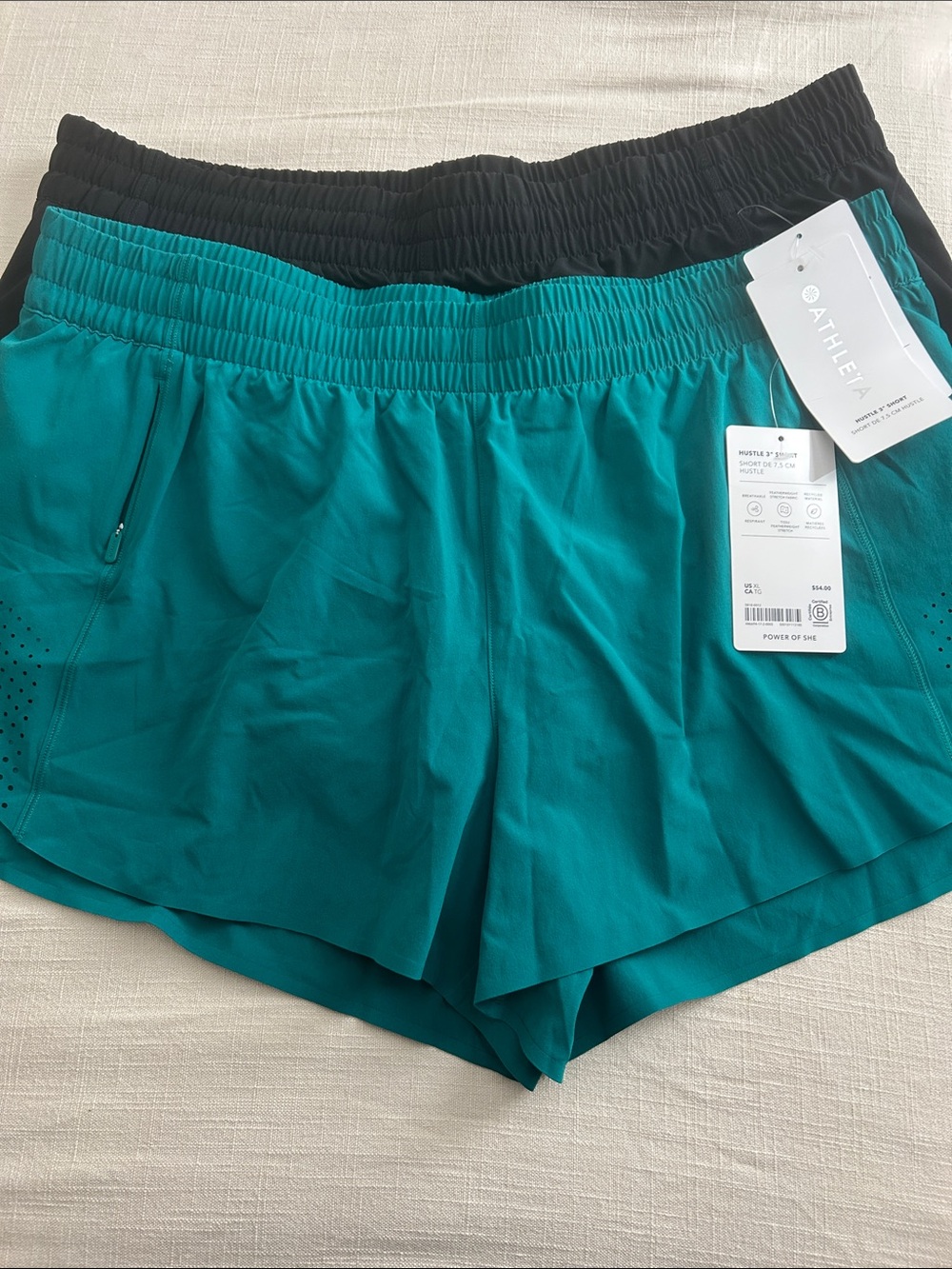 Athleta Teal and Black Athletic Shorts Waistband- 2 pairs